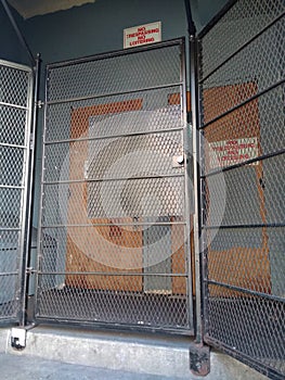 A locked gate on the loading dock