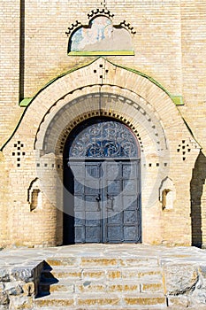 The metal gates of the old church