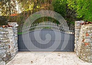 Metal gates and security camera. Private property.