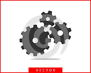 Metal gears and cogs vector. Gear icon flat design. Mechanism wheels logo. Cogwheel concept template