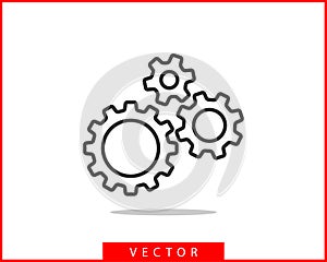 Metal gears and cogs vector. Gear icon flat design. Mechanism wheels logo. Cogwheel concept template