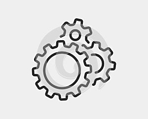 Metal gears and cogs vector. Gear icon flat design. Mechanism wheels logo. Cogwheel concept template