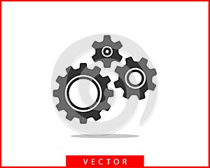 Metal gears and cogs vector. Gear icon flat design. Mechanism wheels logo. Cogwheel concept template