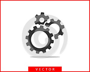 Metal gears and cogs vector. Gear icon flat design. Mechanism wheels logo. Cogwheel concept template