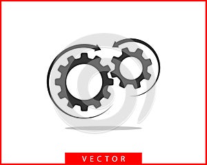 Metal gears and cogs vector. Gear icon flat design. Mechanism wheels logo. Cogwheel concept template