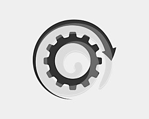 Metal gears and cogs vector. Gear icon flat design. Mechanism wheels logo. Cogwheel concept template