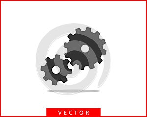 Metal gears and cogs vector. Gear icon flat design. Mechanism wheels logo. Cogwheel concept template