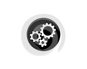 Metal gears and cogs vector. Gear icon flat design. Mechanism wheels logo. Cogwheel concept template