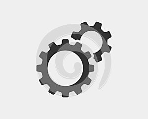 Metal gears and cogs vector. Gear icon flat design. Mechanism wheels logo. Cogwheel concept template