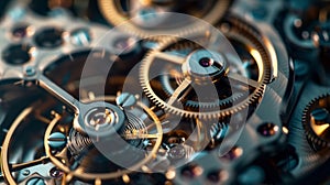 Metal gears of a watch mechanism.