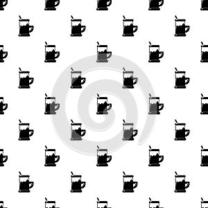 Metal glass cup tea pattern vector seamless