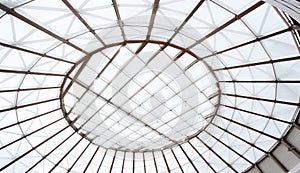 Metal and glass roof of mall