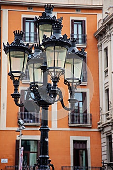 Metal and glass streetlamps in Valetta