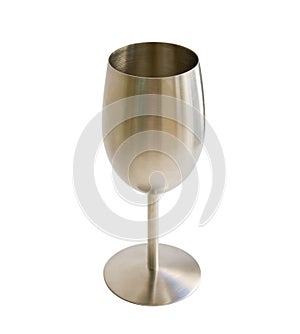 Metal goblet for wine isolated on white photo