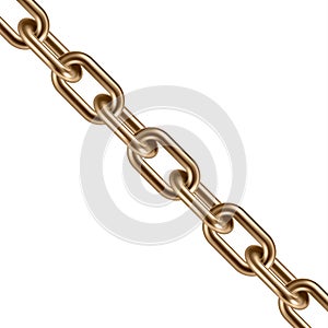 Metal golden chain 3D. Vector illustration.