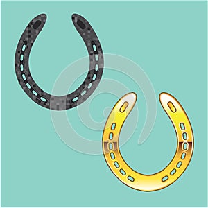 Metal and Golden Horseshoes Vector