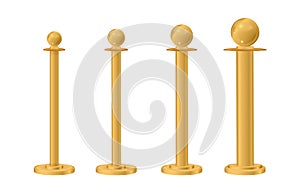 metal golden poles. Gold metal vertical pillars, glossy glister construction pole. Metallic bearing column vector