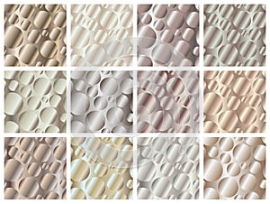 Metal gradient circles seamless patterns set