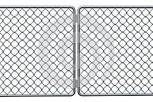 Metal grid fence isolated on white background
