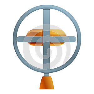 Metal gyroscope icon, cartoon style
