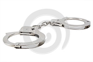 Metal handcuffs isolated photo