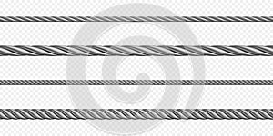Metal hawser, rope, steel cord of different sizes photo