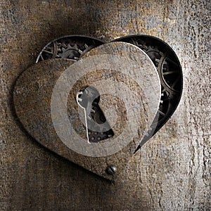 Metal heart with keyhole photo