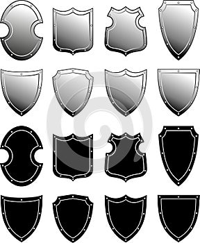 Metal heraldic shield set