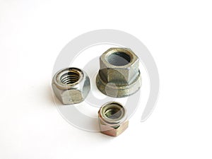 Metal hexagon nuts of different sizes