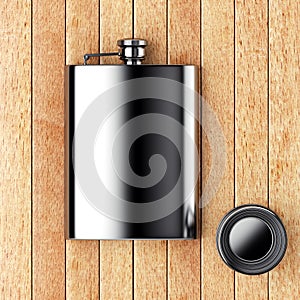 Metal hip flask with cup