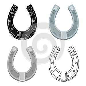 A metal horseshoe for horses. Shoes for horses to protect hooves.Farm and gardening single icon in cartoon style vector