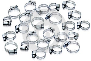 Metal hose clamps of different sizes