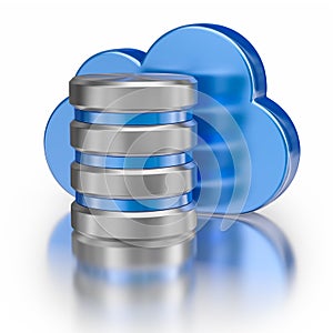 Metal icon database icon and blue glossy cloud