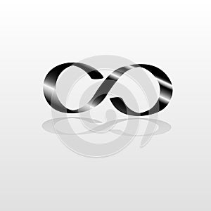 Metal infinity sign. Vector design isolated on white background