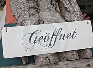 Metal information sign with German text