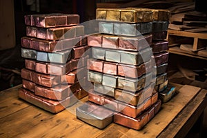 metal ingots stacked and ready for shipping