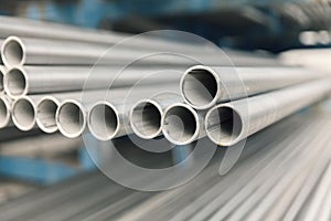 Metal inox pipe on stack