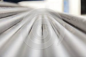 Metal inox pipe on stack