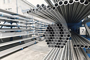 Metal inox pipe on stack