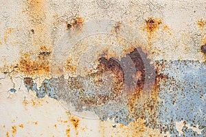 Metal iron rust with peeling paint background