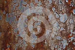 Metal iron rust with peeling paint background