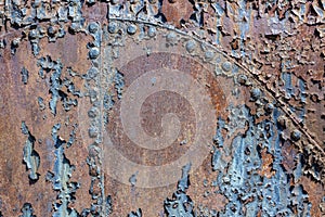 Metal iron rust with peeling paint background