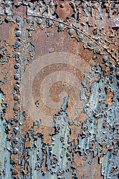 Metal iron rust with peeling paint background