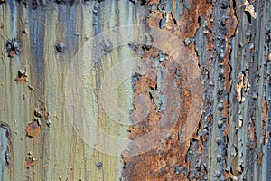 Metal iron rust with peeling paint background