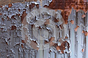 Metal iron rust with peeling paint background