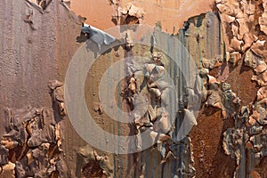 Metal iron rust with peeling paint background