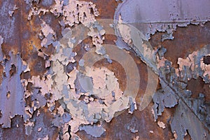 Metal iron rust with peeling paint background