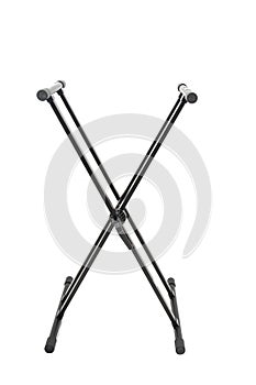 Metal keyboard stand isolated above white background