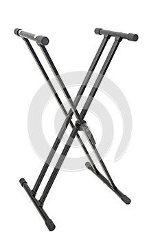 Metal keyboard stand isolated above white background