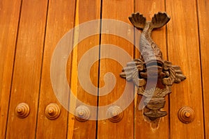 Metal knocker shaped fish.